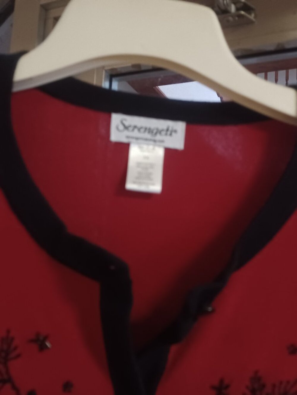 Serengeti Women's Cardigan Sweater 3X Red & Black - Picture 3 of 5